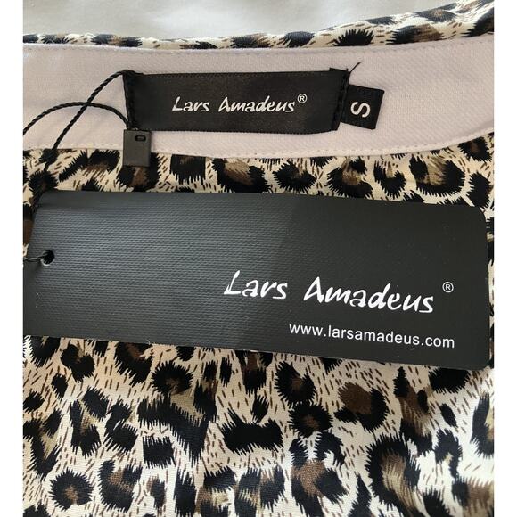 Lars Amadeus Button Up Shirt Women's Small Vintage Leopard Print Long Sleeve - Picture 6 of 8